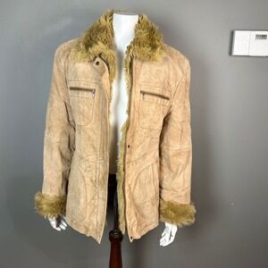 Chore Penny Lane Suede jacket Anne Klein Medium Tan Quilted Removable Lining